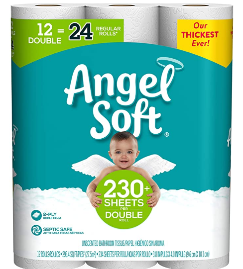 Angel Soft Toilet Paper 24 rolls (Two 12 roll packs)
